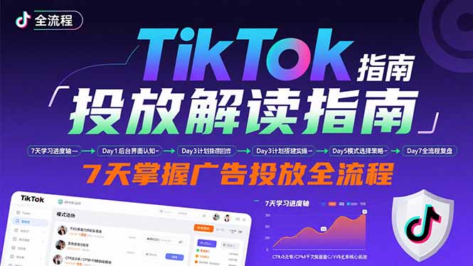 TikTok投放解读指南：后台操作/计划建立/模式选择，7天掌握广告投放全流程-羽哥创业课堂