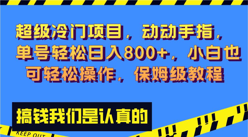 超级冷门项目,动动手指,单号轻松日入800 ,小白也可轻松操作,保姆级教程-羽哥创业课堂