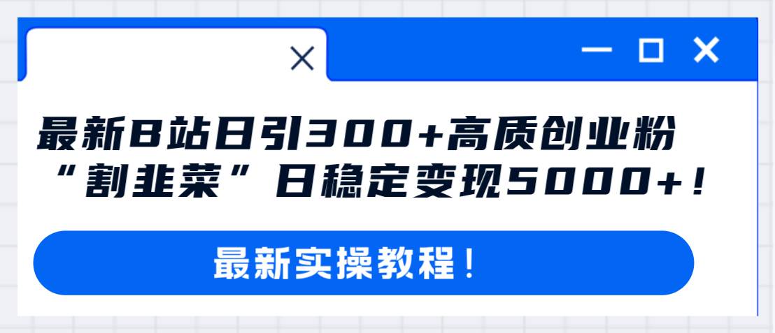 最新B站日引300 高质创业粉教程！“割韭菜”日稳定变现5000 ！-羽哥创业课堂