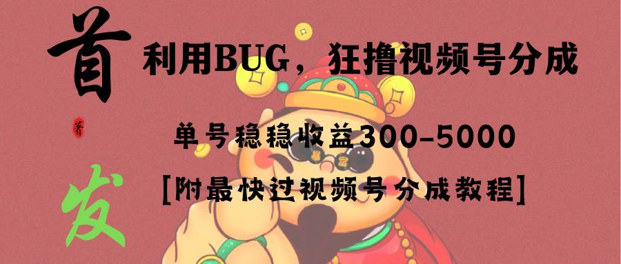 全网独家首发，视频号BUG，超短期项目，单号每日净收益300-5000！-羽哥创业课堂
