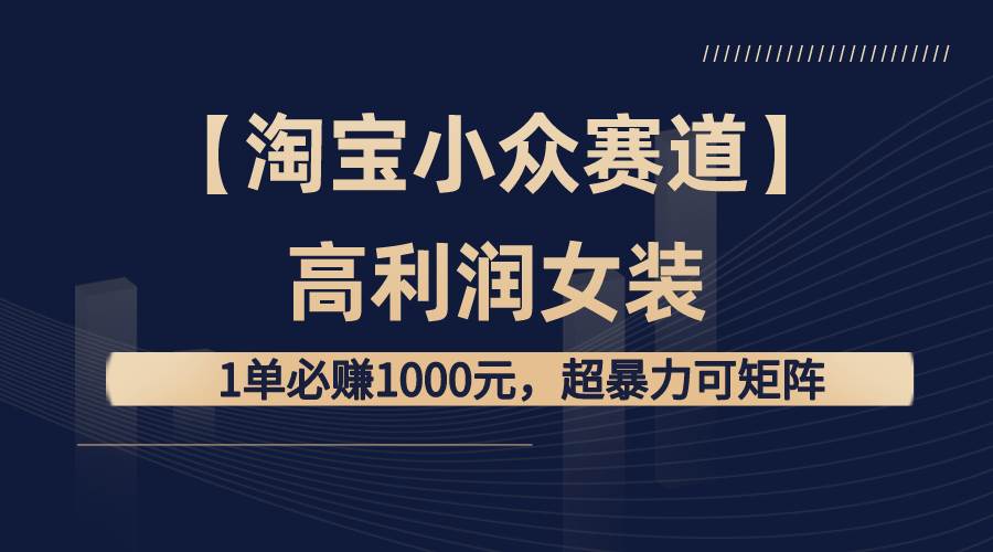 【淘宝小众赛道】高利润女装：1单必赚1000元，超暴力可矩阵-羽哥创业课堂