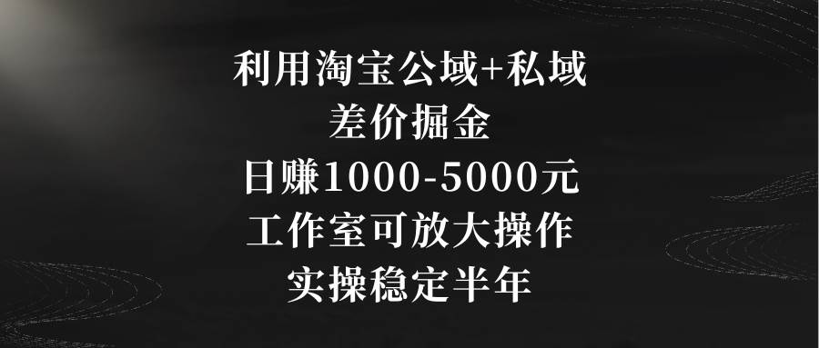 利用淘宝公域+私域差价掘金，日赚1000-5000元，工作室可放大操作，实操...-羽哥创业课堂