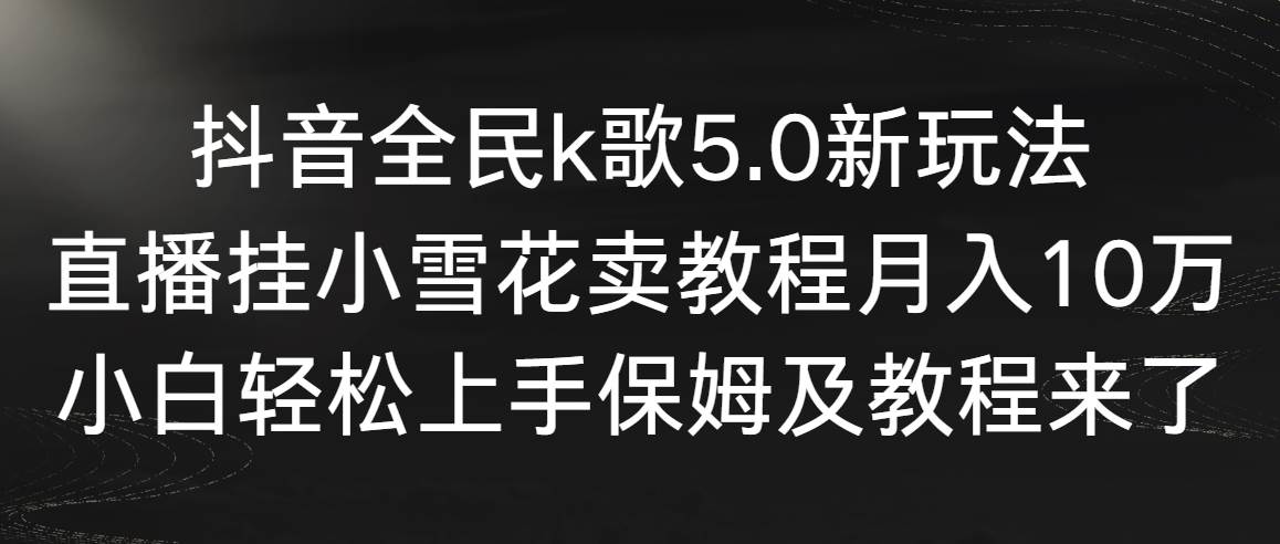 抖音全民k歌5.0新玩法，直播挂小雪花卖教程月入10万，小白轻松上手，保...-羽哥创业课堂