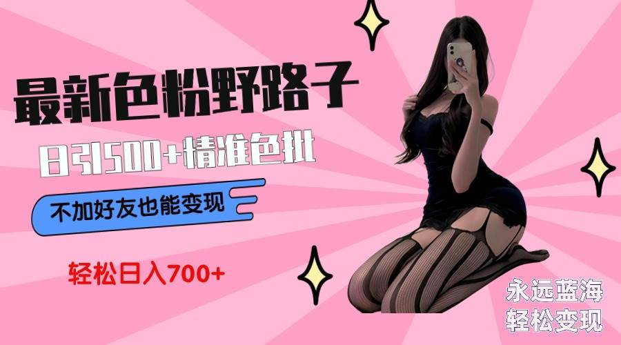 最新色粉变现野路子，日引500+老色批 可不加好友直接变现 小白轻松日入700+-羽哥创业课堂