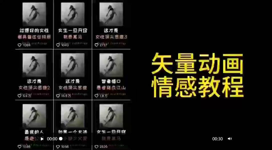 矢量动画情感教程:高点赞涨粉,适合情感、思维、创业教育等赛道-羽哥创业课堂