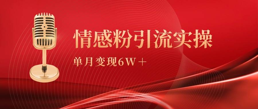 单月变现6w+,情感粉引流变现实操课-羽哥创业课堂