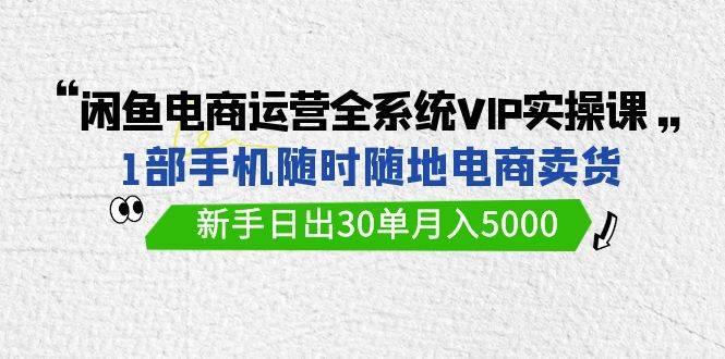 闲鱼电商运营全系统VIP实战课，1部手机随时随地卖货，新手日出30单月入5000-羽哥创业课堂
