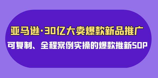 亚马逊30亿·大卖爆款新品推广，可复制、全程案例实操的爆款推新SOP-羽哥创业课堂