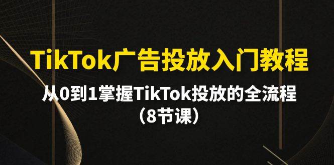 TikTok广告投放入门教程，从0到1掌握TikTok投放的全流程（8节课）-羽哥创业课堂