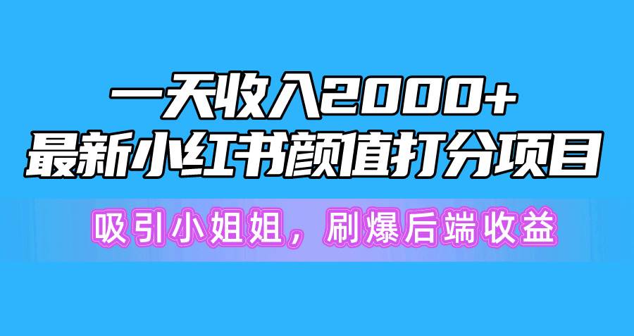 一天收入2000+，最新小红书颜值打分项目，吸引小姐姐，刷爆后端收益-羽哥创业课堂