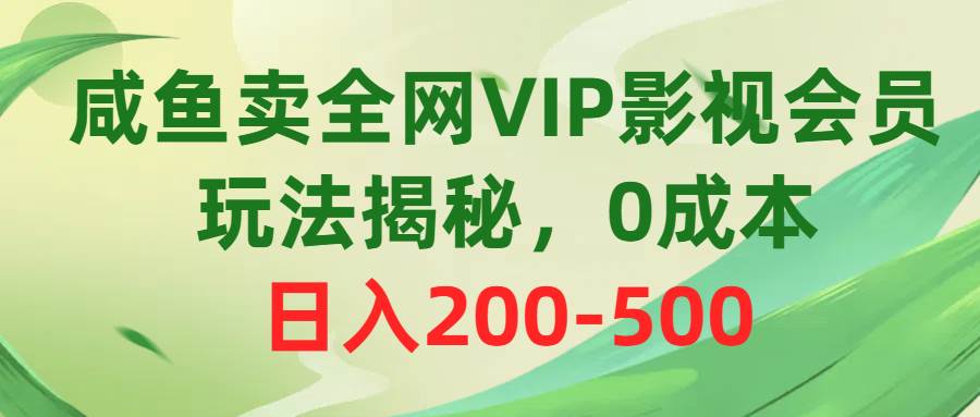 咸鱼卖全网VIP影视会员，玩法揭秘，0成本日入200-500-羽哥创业课堂
