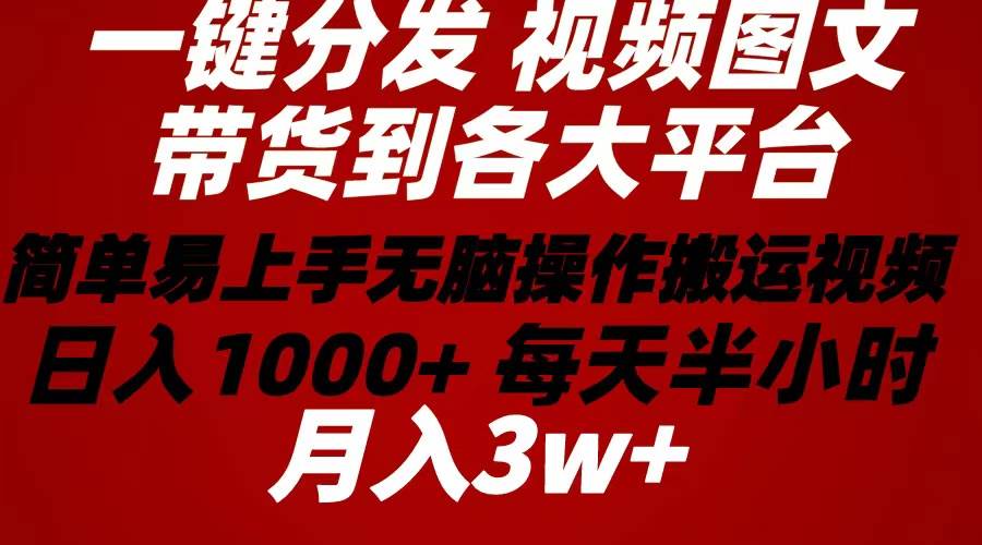 2024年 一键分发带货图文视频  简单易上手 无脑赚收益 每天半小时日入1…-羽哥创业课堂