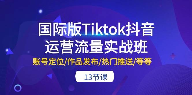 国际版Tiktok抖音运营流量实战班：账号定位/作品发布/热门推送/等等-13节-羽哥创业课堂