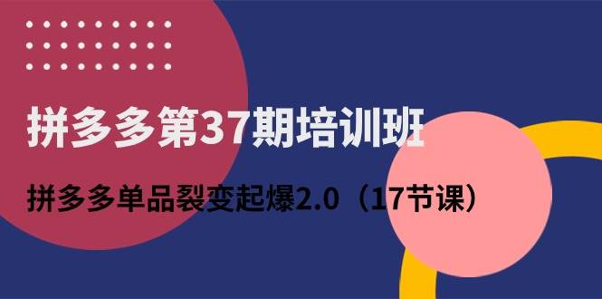 拼多多第37期培训班：拼多多单品裂变起爆2.0（17节课）-羽哥创业课堂